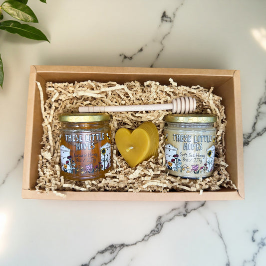Duo of Honey & Small Candle – Thoughtful Honey Gift Set