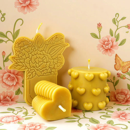Heart Pillar Beeswax Candle