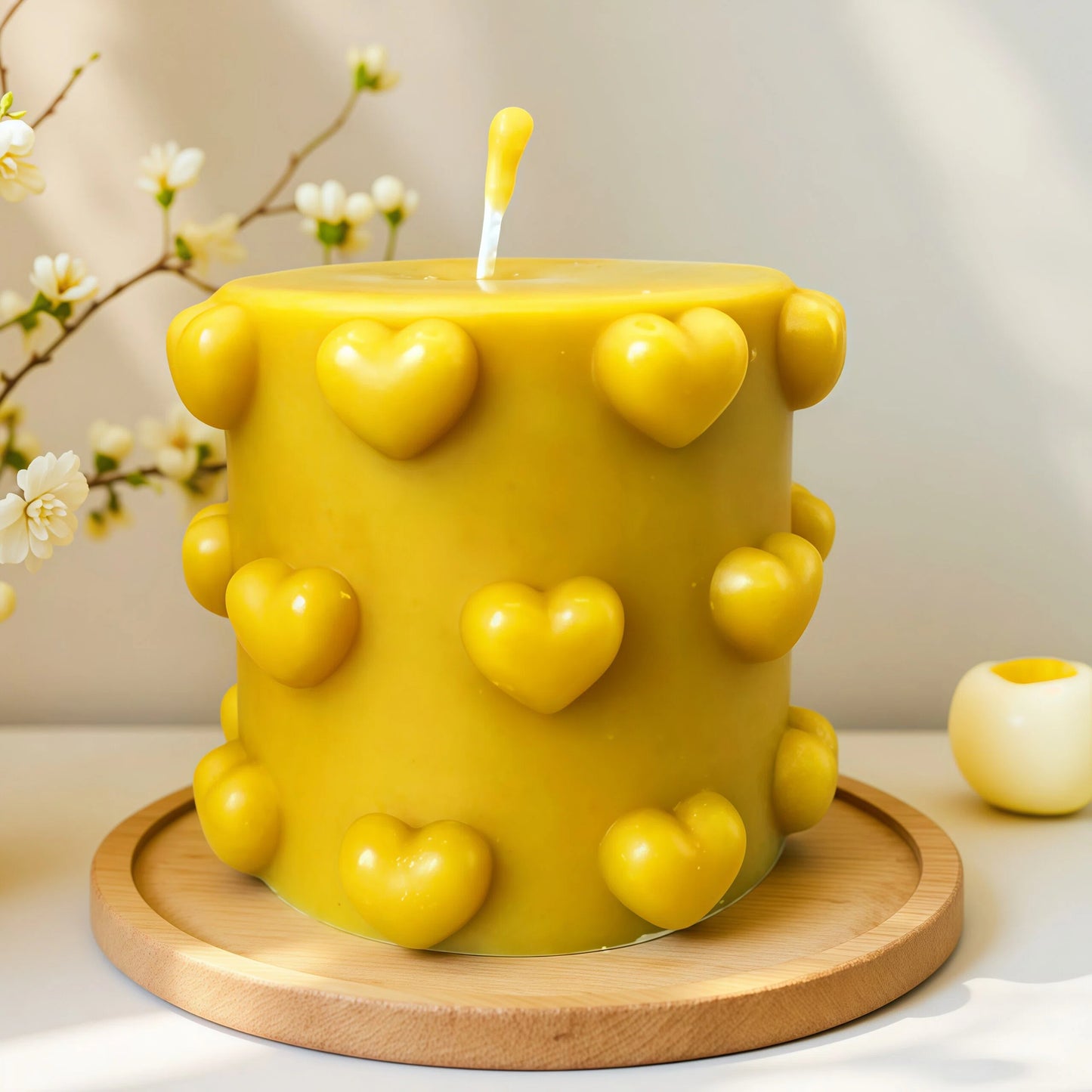 Heart Pillar Beeswax Candle