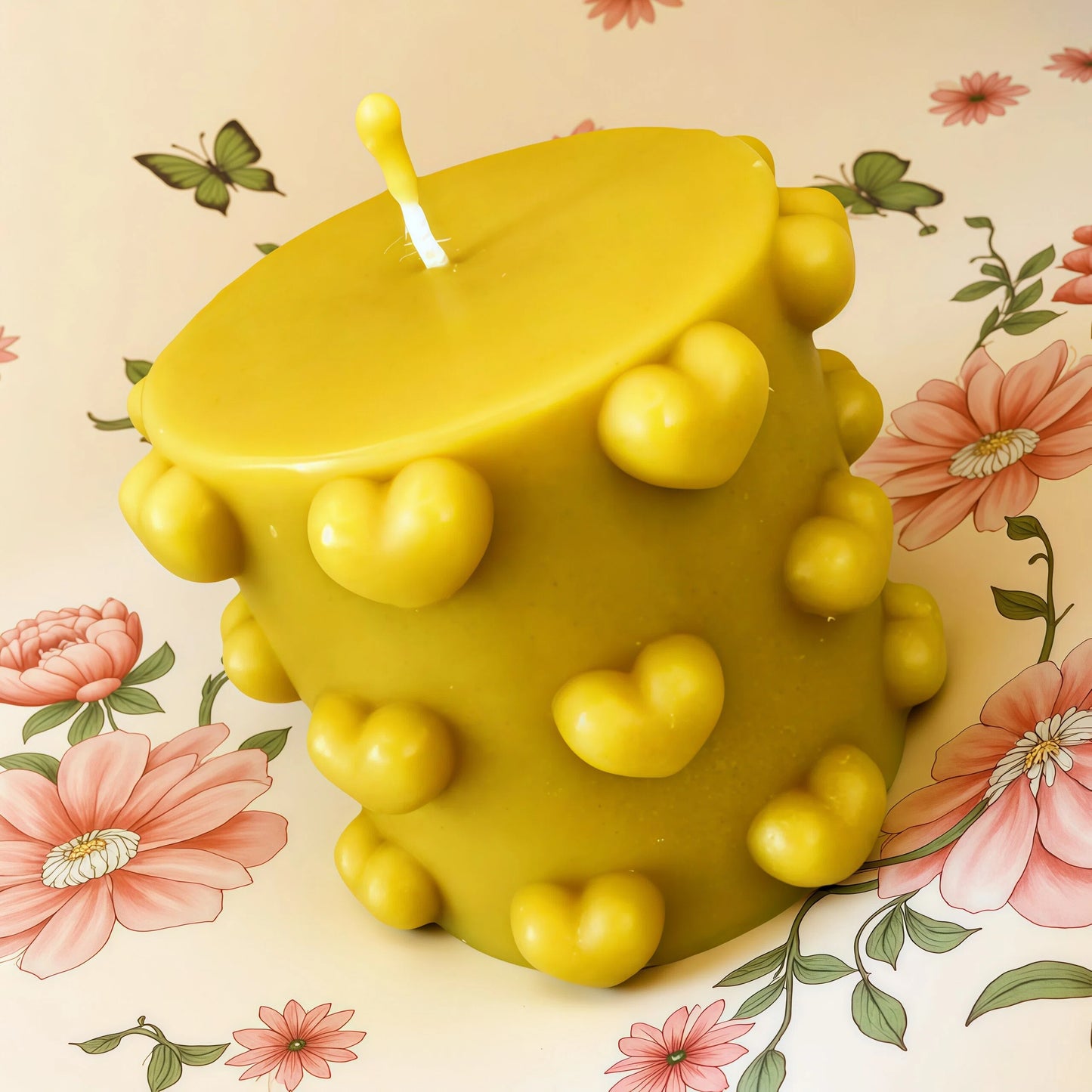 Heart Pillar Beeswax Candle