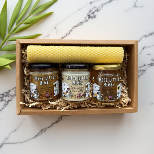 Honey and beeswax candle gift sets by These Little Hives Northern Ireland