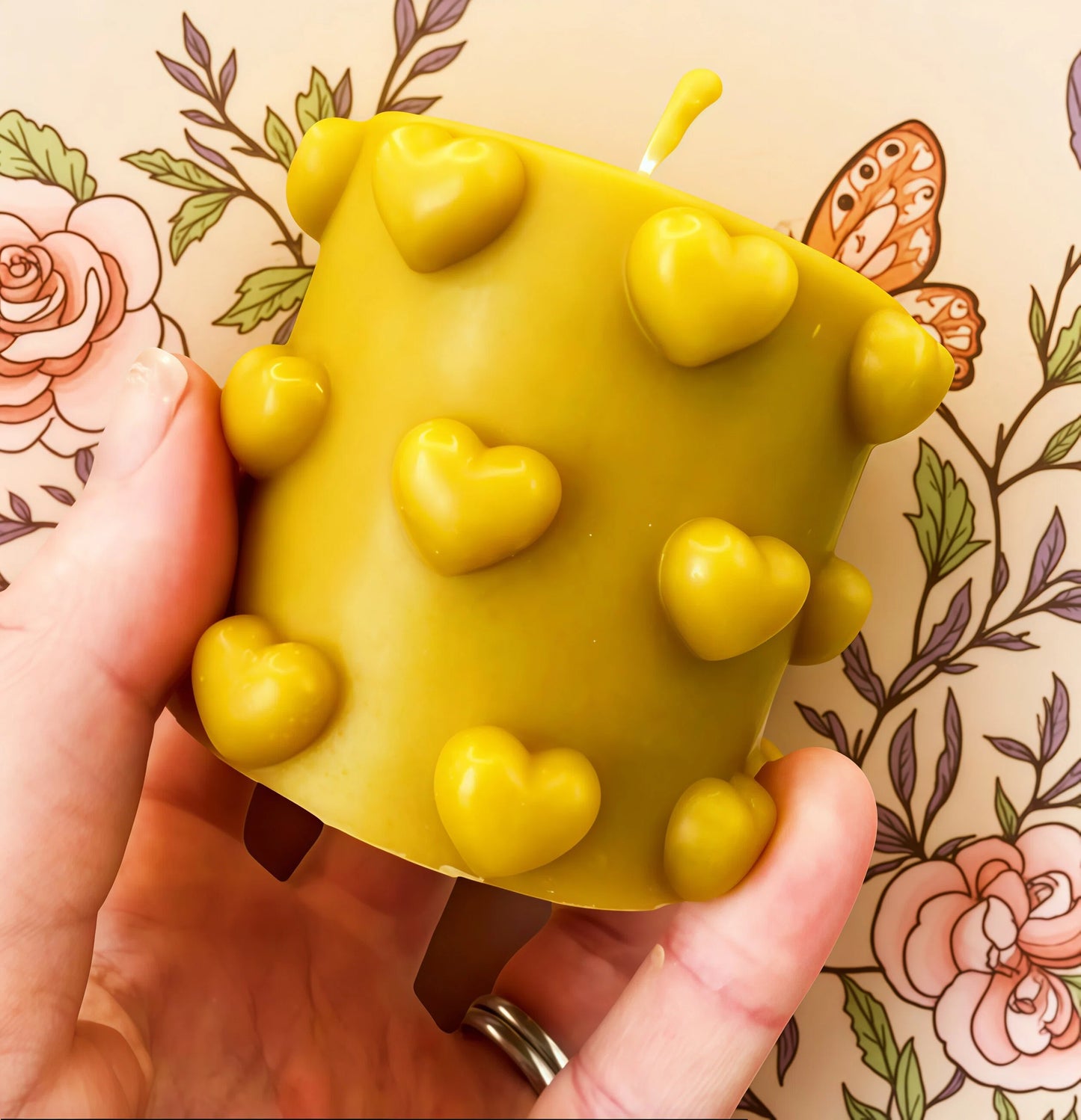 Heart Pillar Beeswax Candle