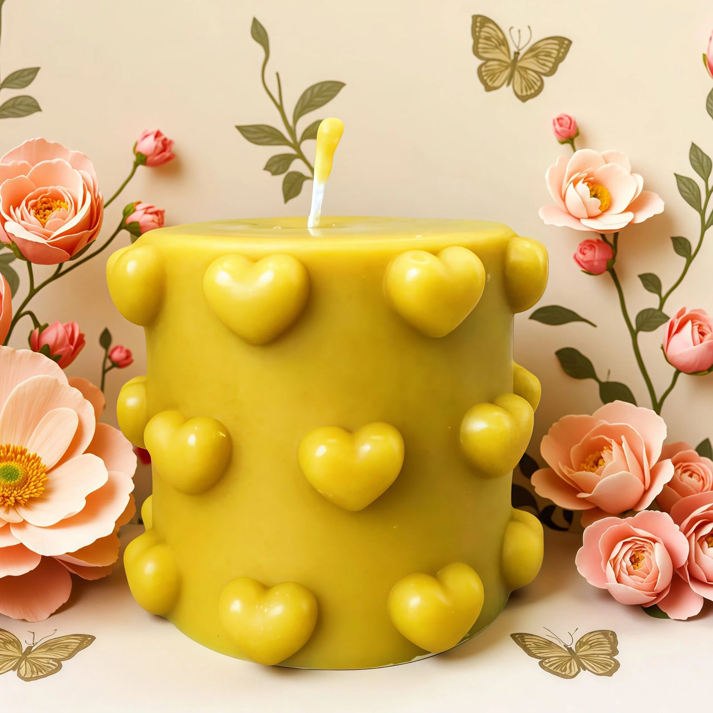 Heart Pillar Beeswax Candle