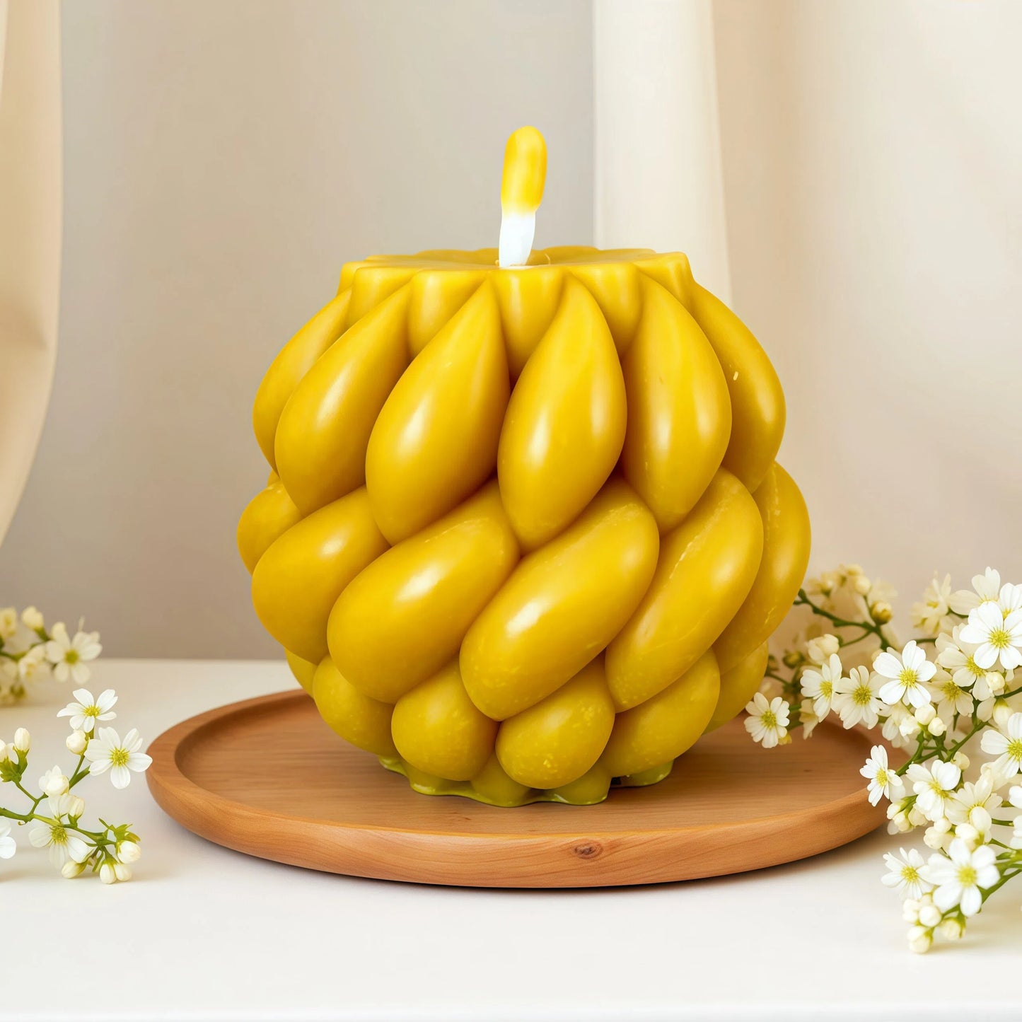Yarn Ball Beeswax Candle