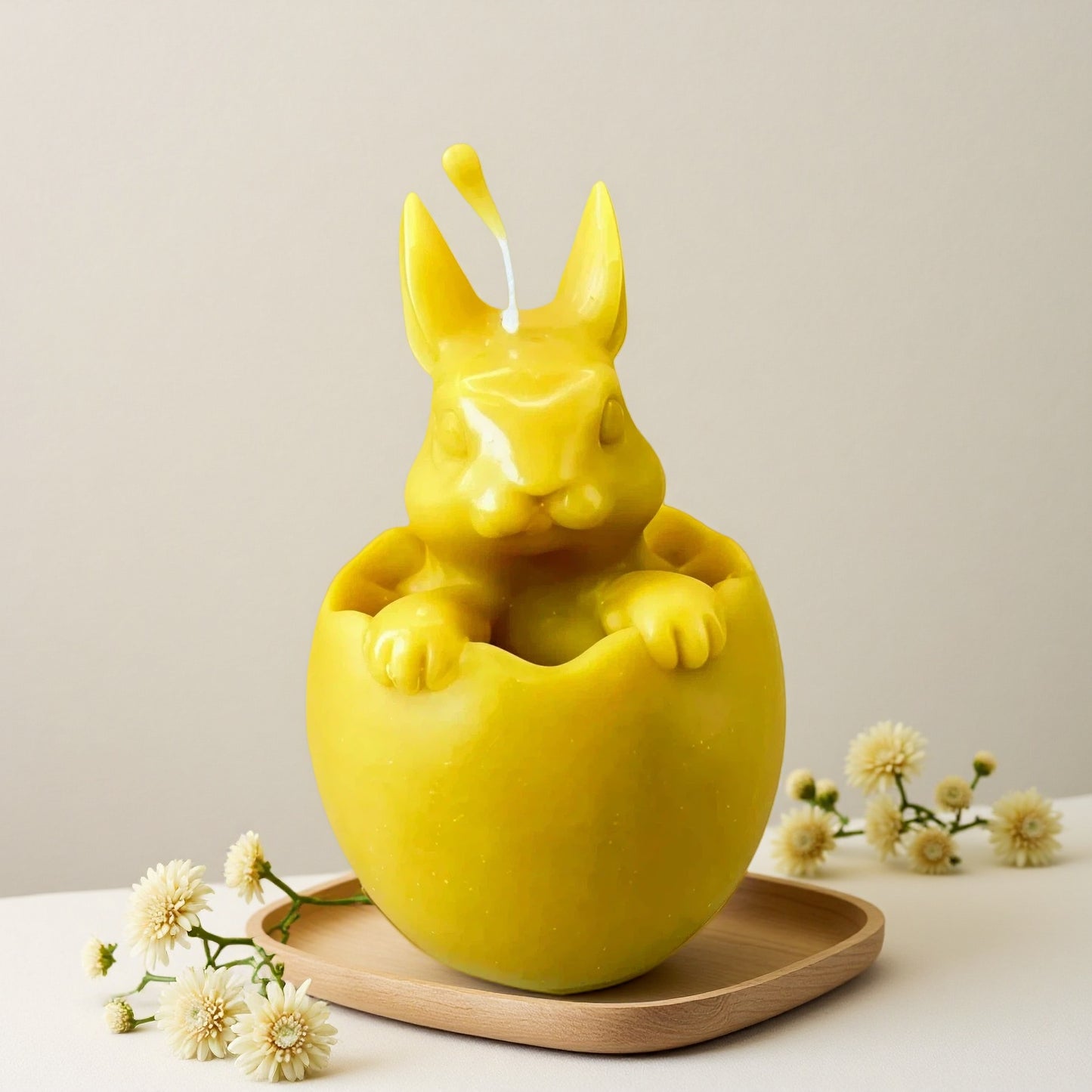 Bunny in Egg Beeswax Candle