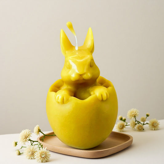 Bunny in Egg Beeswax Candle