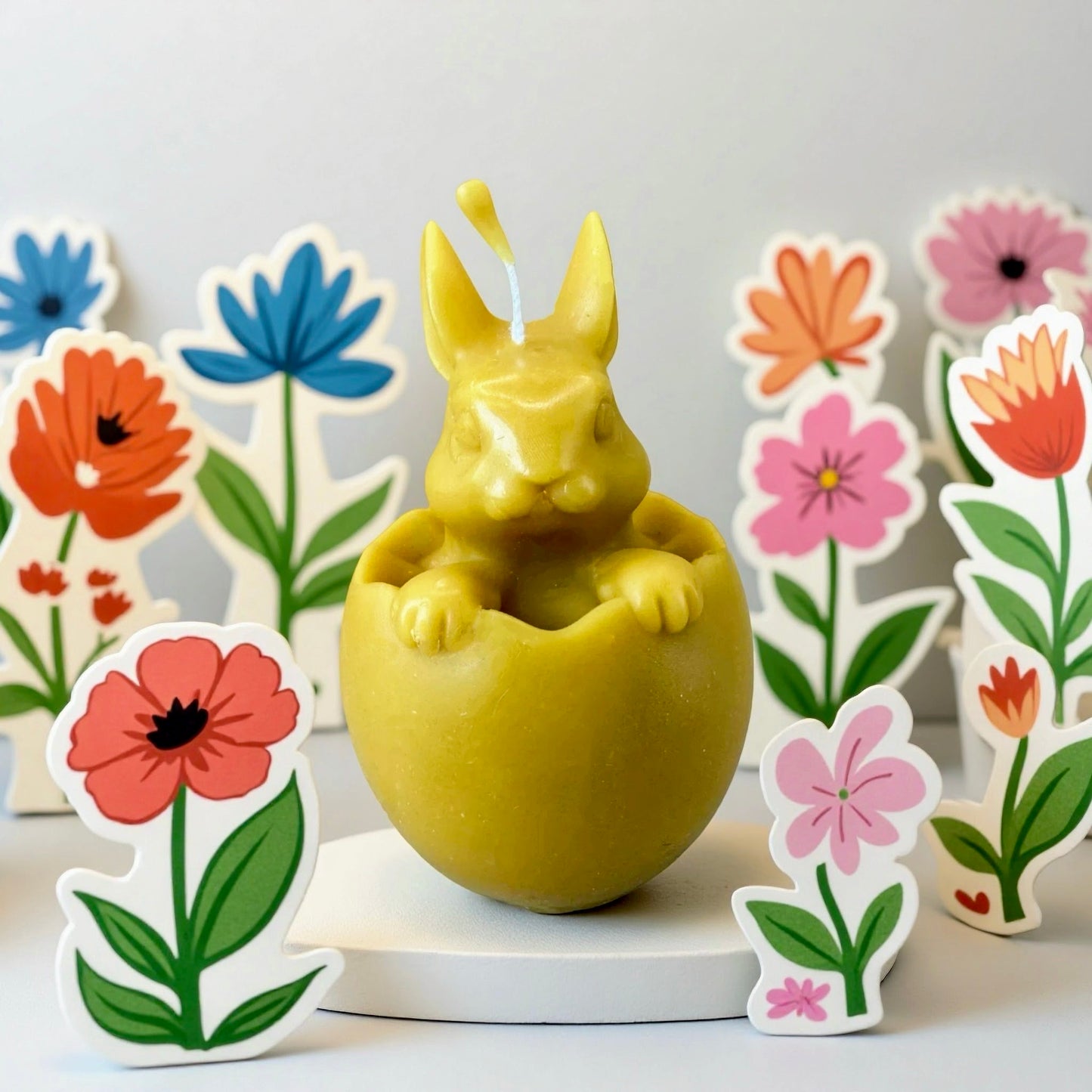 Bunny in Egg Beeswax Candle