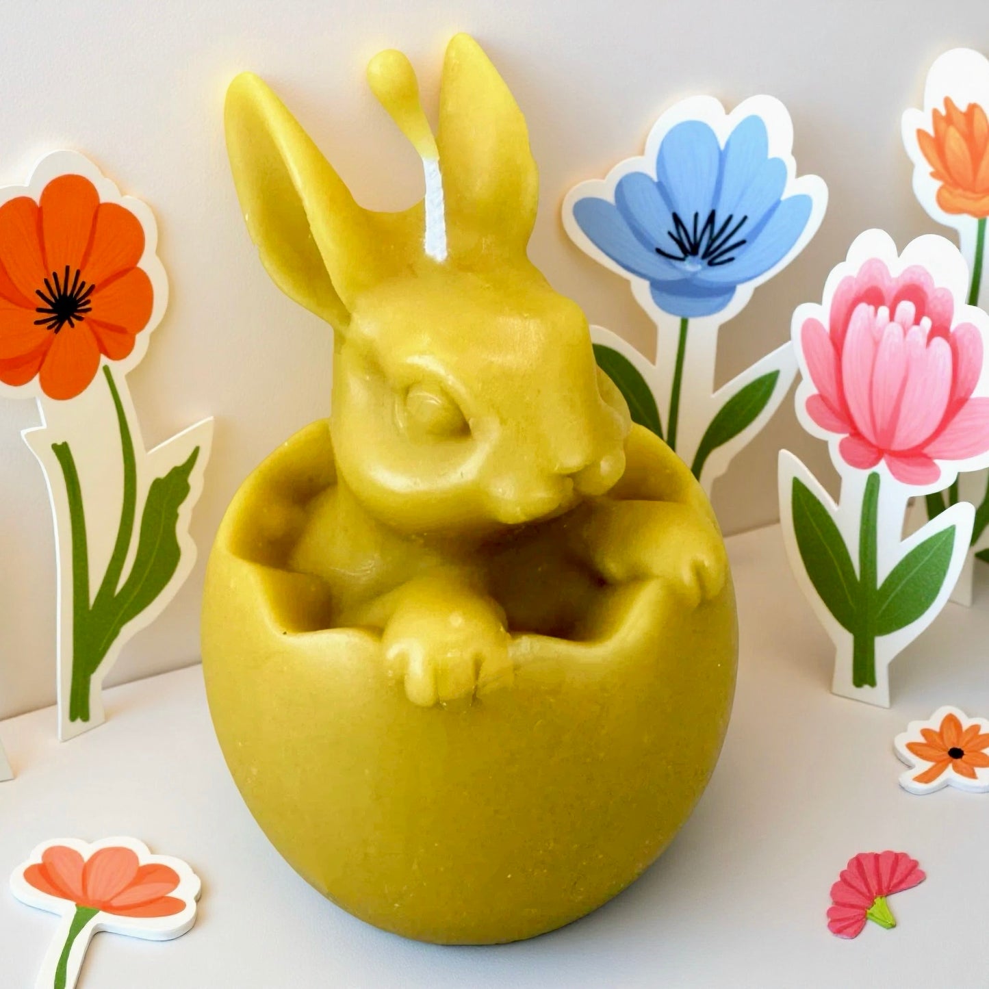Bunny in Egg Beeswax Candle