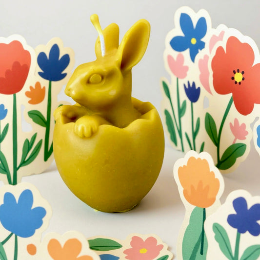 Bunny in Egg Beeswax Candle