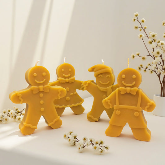 Gingerbread Family Beeswax Candles